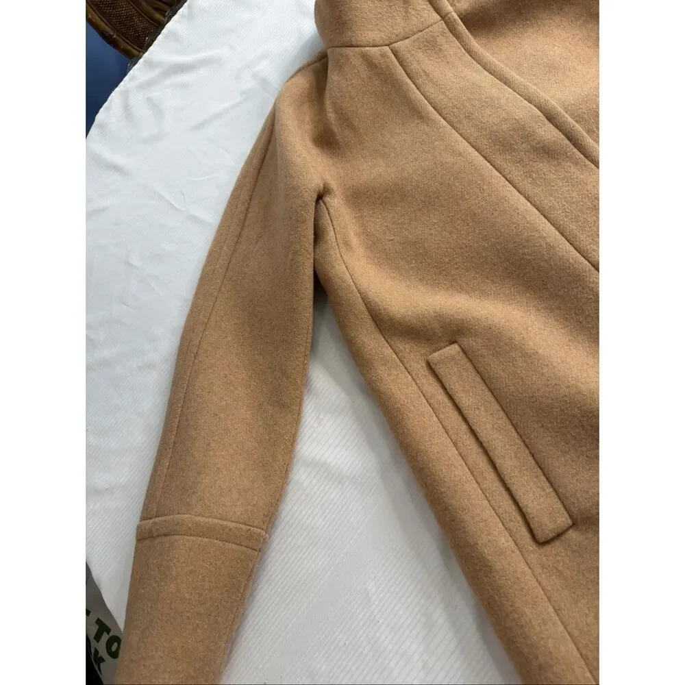 J Crew Acorn Wool Blend Full Zip Mock Neck Long City Coat Overcoat Women’s Sz 8 - Picture 3 of 10